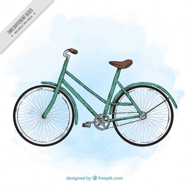 Bezpłatny wektor tło akwarela stylowy ręcznie rysowane rocznika rower