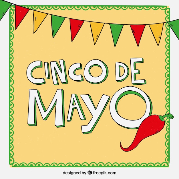 Bezpłatny wektor tło cinco de mayo z proporczyki