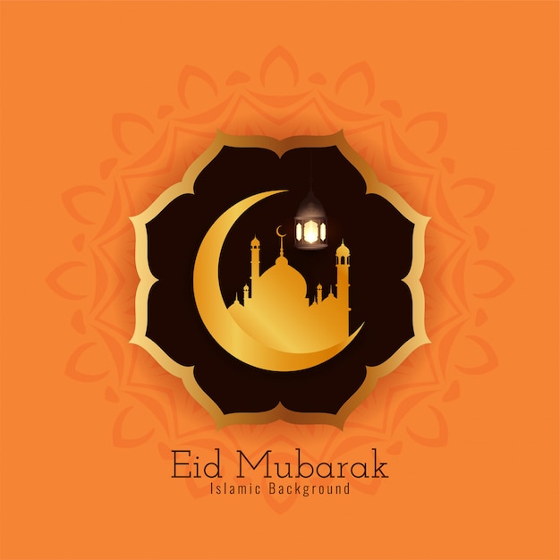 Tło Eid Mubarak z półksiężycem