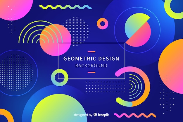 Tło Gradientowe Kształty Geometryczne W Stylu Memphis