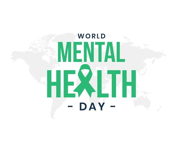 Bezpłatny wektor tło kampanii międzynarodowego dnia zdrowia psychicznego z wektorem projektu mapy świata