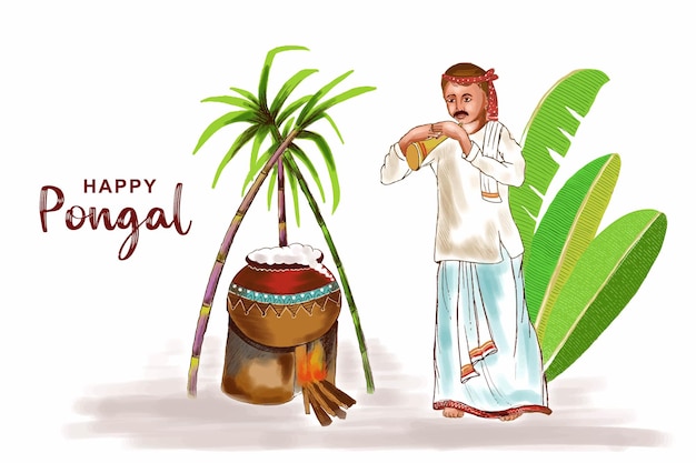 Tło Karty Festiwalu Szczęśliwych Zbiorów Pongal