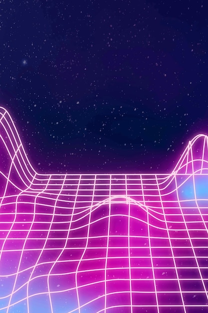 Bezpłatny wektor tło metaverse, neonowy projekt synthwave