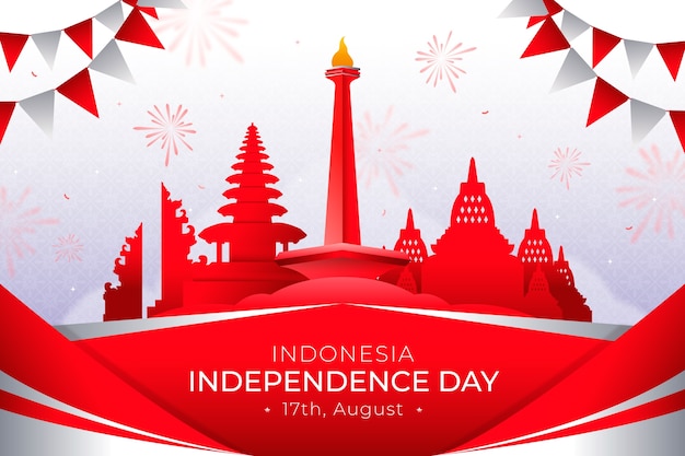 Bezpłatny wektor tło obchodów dnia niepodległości indonezji