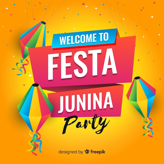 Bezpłatny wektor tło płaskie festa junina