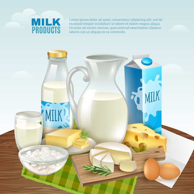 Bezpłatny wektor tło produktów mlecznych
