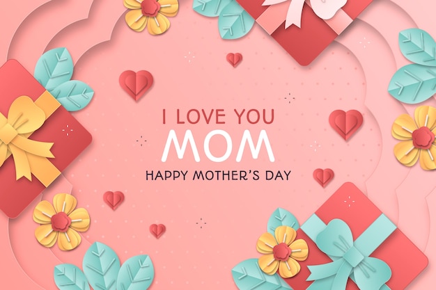 Tło W Stylu Papieru Na Obchody Dnia Matki
