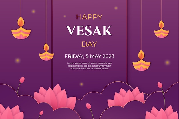 Bezpłatny wektor tło w stylu papieru na obchody festiwalu vesak day