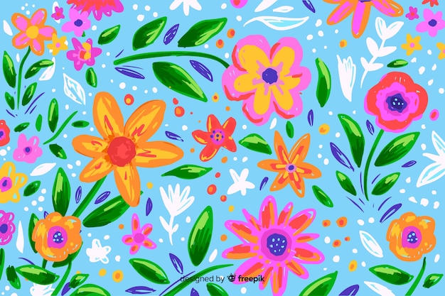 Tło Z Kolorowymi Malującymi Kwiatami