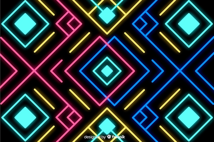 Bezpłatny plik Wektor tło z kształtami geometrycznymi i stylem neonowym