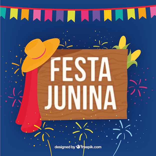 Tło Z Plakat Drewna Festa Junina