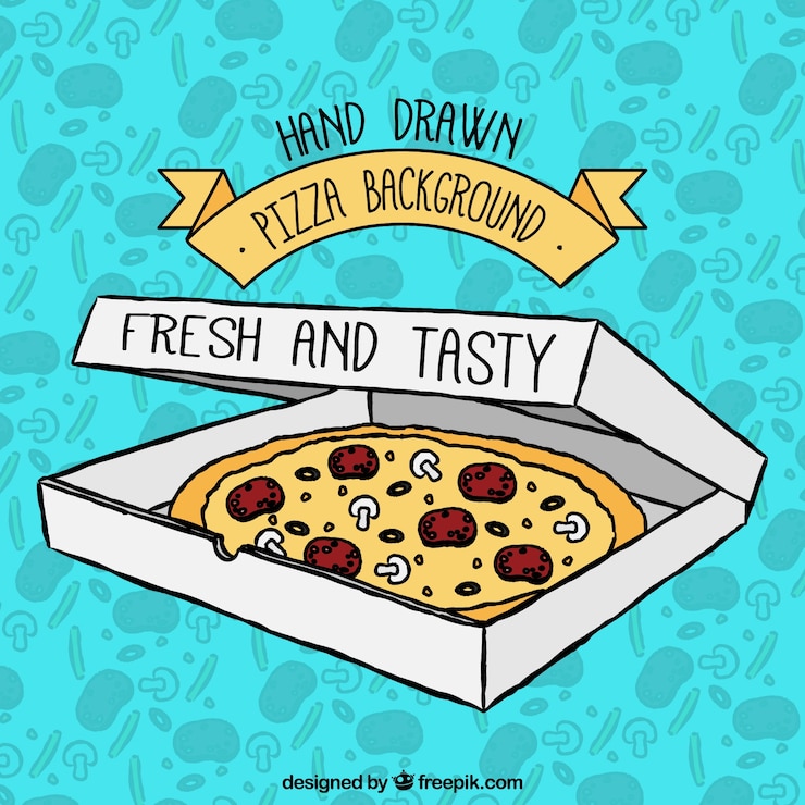 Bezpłatny plik Wektor tło z ręcznie rysowane pizzy