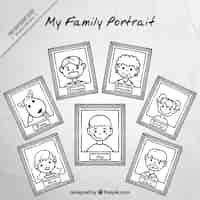 Bezpłatny wektor tło z ręcznie rysowane portrety rodzinne