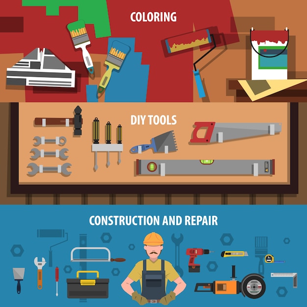 Tools Horizontal Banner Set