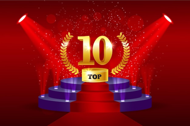 Bezpłatny wektor top 10 najlepszych nagród na podium