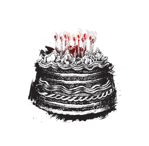 Tort urodzinowy ikona ilustracja wektorowa Wszystkiego najlepszego Tort na obchody urodzin ze świecami