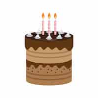 Bezpłatny wektor tort urodzinowy z pięknym przybraniem i świeczkami. ilustracji wektorowych
