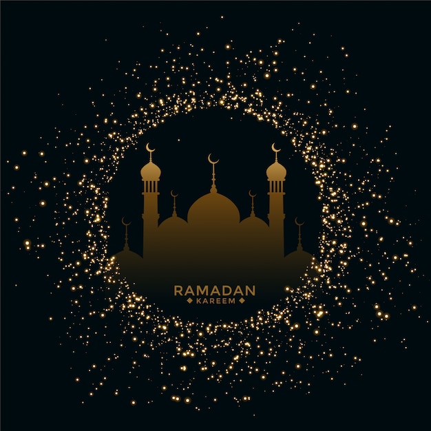 Bezpłatny wektor tradycyjna karta festiwalu ramadan mubarak z błyszczy