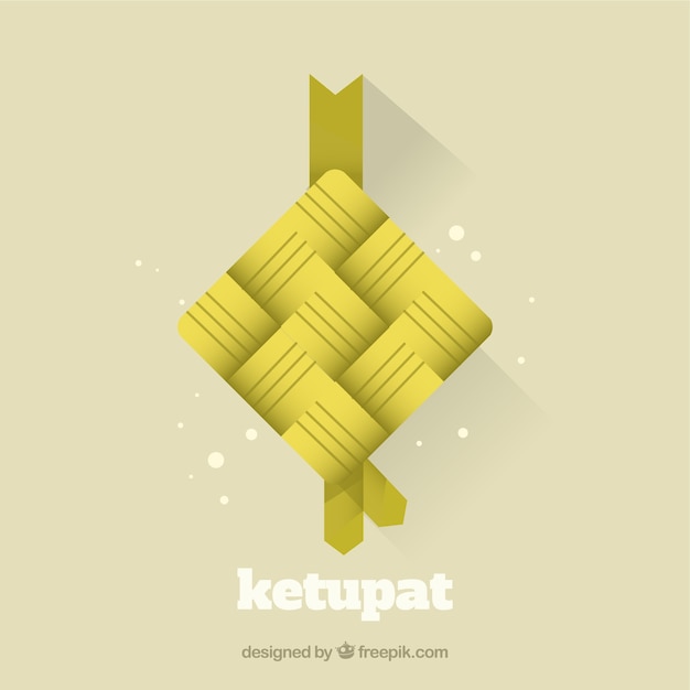 Bezpłatny wektor tradycyjna kompozycja ketupat o płaskiej konstrukcji