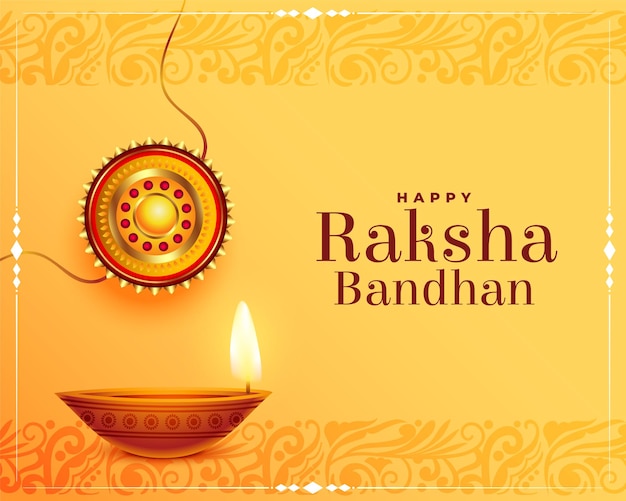 Tradycyjny Baner Raksha Bandhan Z Realistycznym Projektem Diya