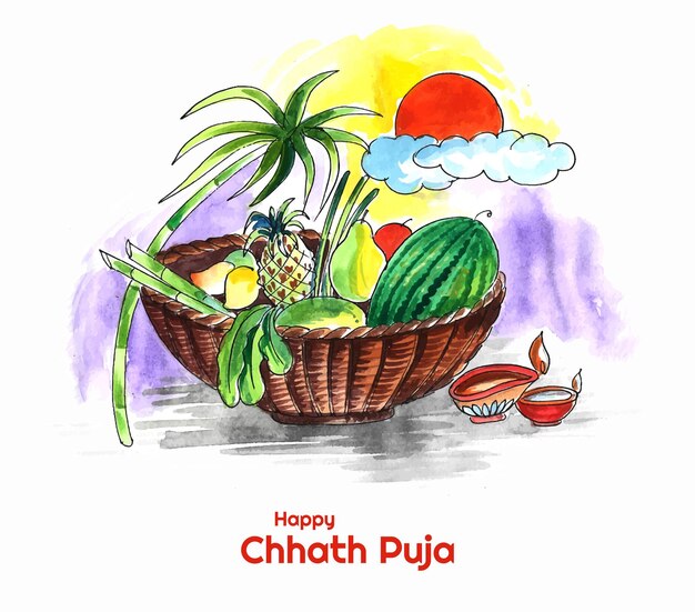 Tradycyjny festiwal szczęśliwego tła pudży chhath