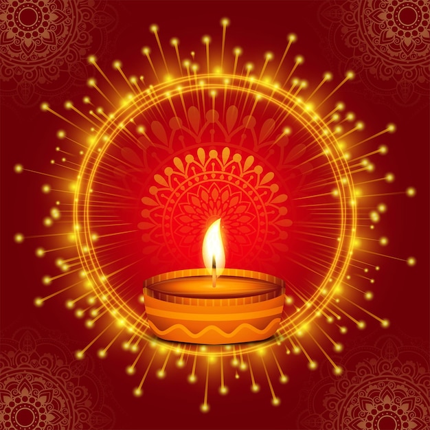 Tradycyjny indyjski festiwal diwali z tłem karty lamp