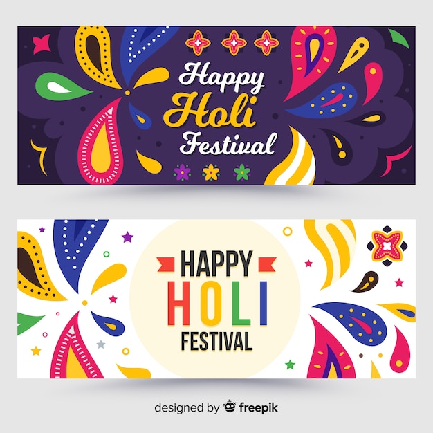 Bezpłatny wektor transparent kolorowy holi festiwalu