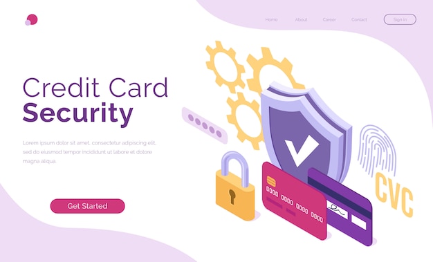 Bezpłatny wektor transparent wektor bezpieczeństwa karty kredytowej