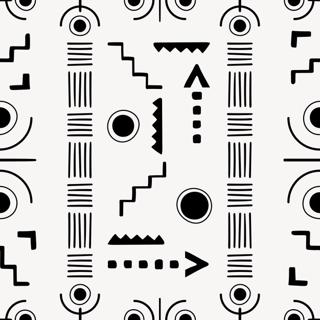 Tribal bezszwowe tło wzór, czarno-biały wzór geometryczny, wektor