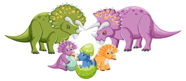 Bezpłatny wektor triceratops i postacie z kreskówek dla dzieci