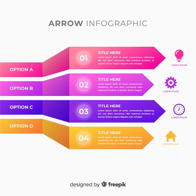 Tridimensional Kolorowe Infografiki Strzałki Gradientu