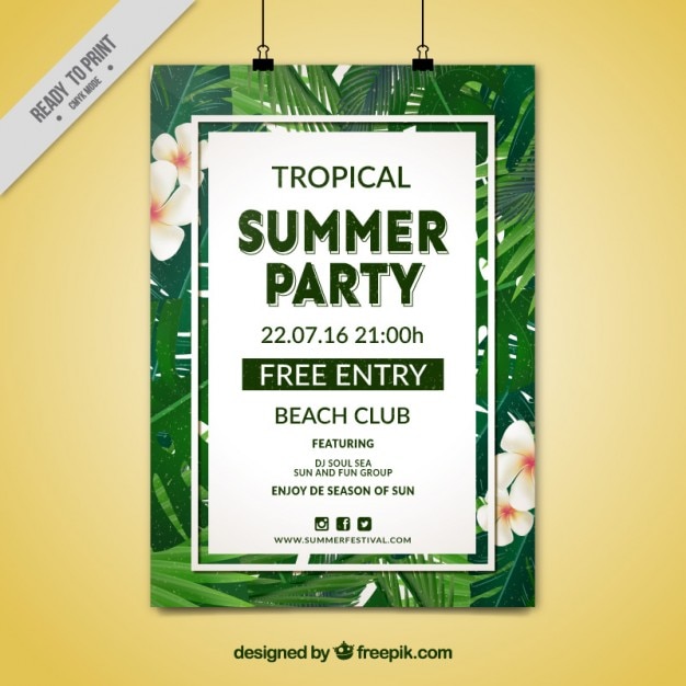 Bezpłatny wektor tropical summer party plakat