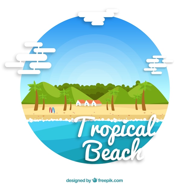 Bezpłatny wektor tropikalna plaża tło