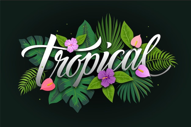 Tropikalny Napis Z Liśćmi