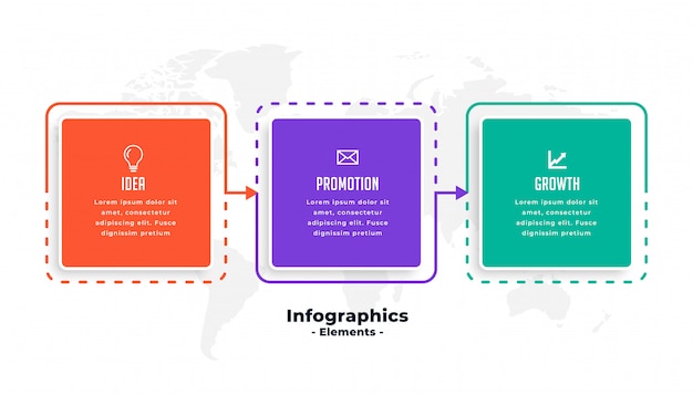 Trzy kroki biznesu infografiki szablon