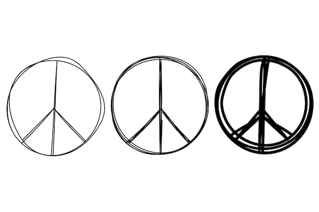 Bezpłatny wektor trzy ręcznie rysowane znaki pokoju