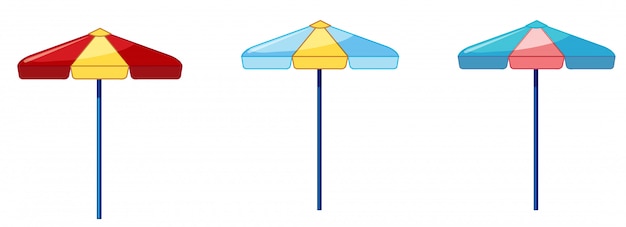 Bezpłatny wektor trzy różne kolory parasol na tle odrobina