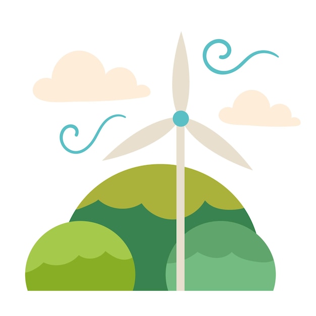 Bezpłatny wektor turbina wiatrowa wytwarza energię elektryczną