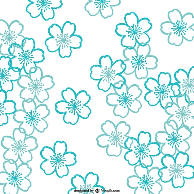 Bezpłatny wektor turkusowa wzór kwiaty wiśni