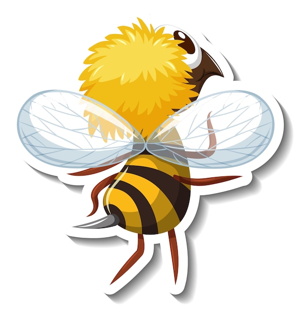 Bezpłatny wektor tylna strona naklejki z postacią z kreskówki pszczół miodnych
