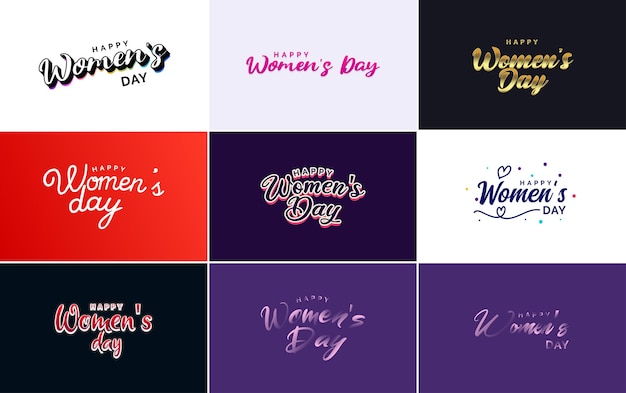 Typograficzne Elementy Projektu Różowy Happy Women's Day Dla Kart Okolicznościowych