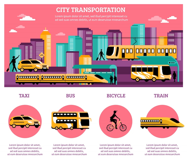 Bezpłatny plik Wektor układ infografiki transportu miejskiego