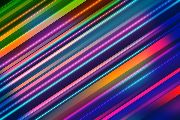 Ukośne kolorowe linie streszczenie tło światła neonowe