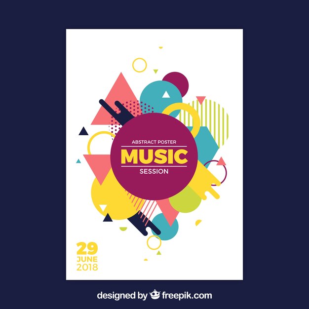Ulotka festiwal muzyki z abstrakcyjnych kształtów