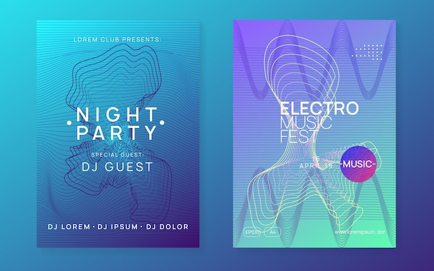 Ulotka Neonowa Impreza Electro Muzyka Taneczna Trance Dźwięk Elektroniczny Premium Wektorów