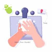 Bezpłatny wektor umyj ręce
