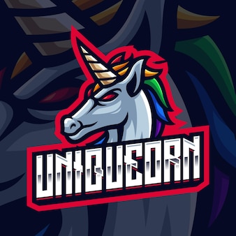Unikalny szablon logo unicorn mascot gaming dla streamera e-sportowego facebook youtube