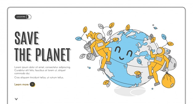 Uratuj planetę ręcznie rysowane transparent