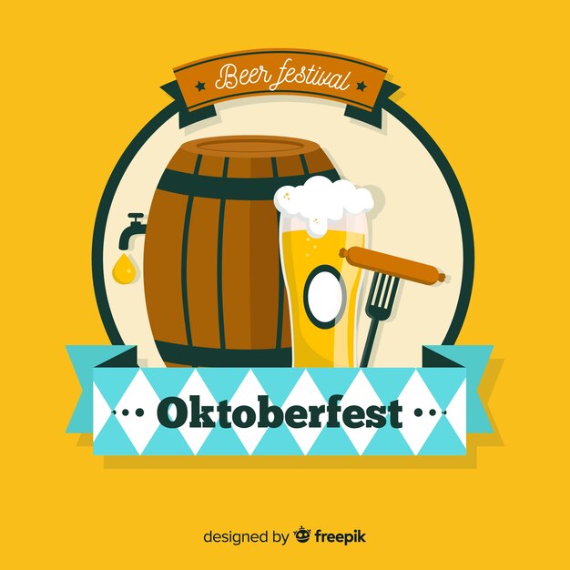 Bezpłatny wektor urocza kompozycja oktoberfest z płaskim wzorem