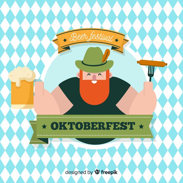 Bezpłatny wektor urocza kompozycja oktoberfest z płaskim wzorem